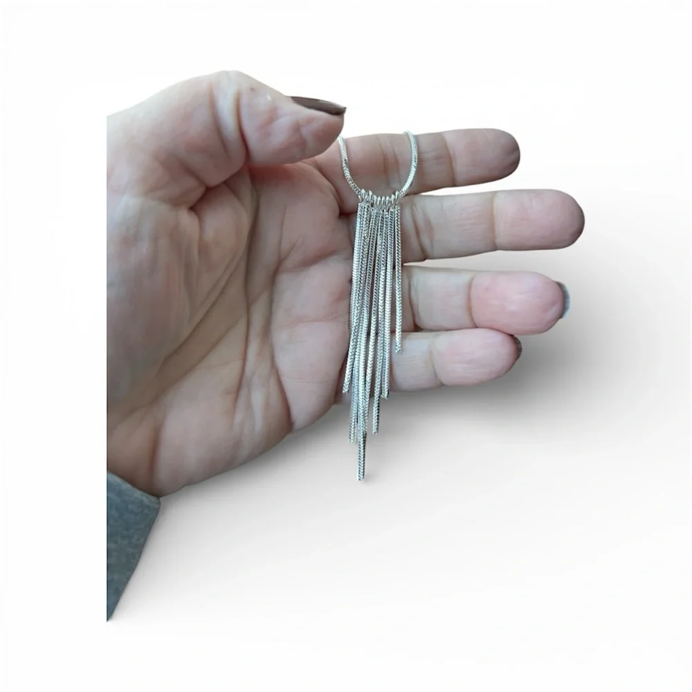 New .925 Sterling Fringe Necklace